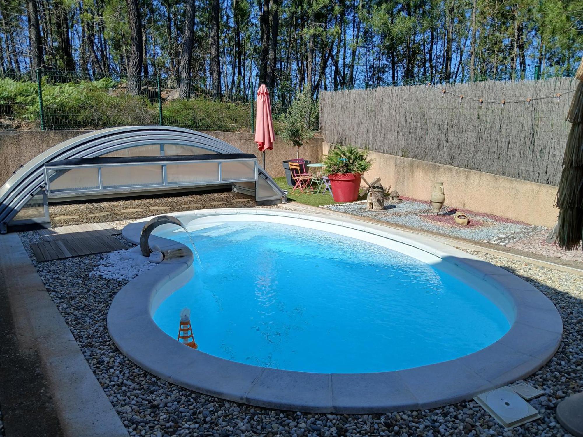 Chalet Charmant Avec Piscine Mercuer Exterior photo