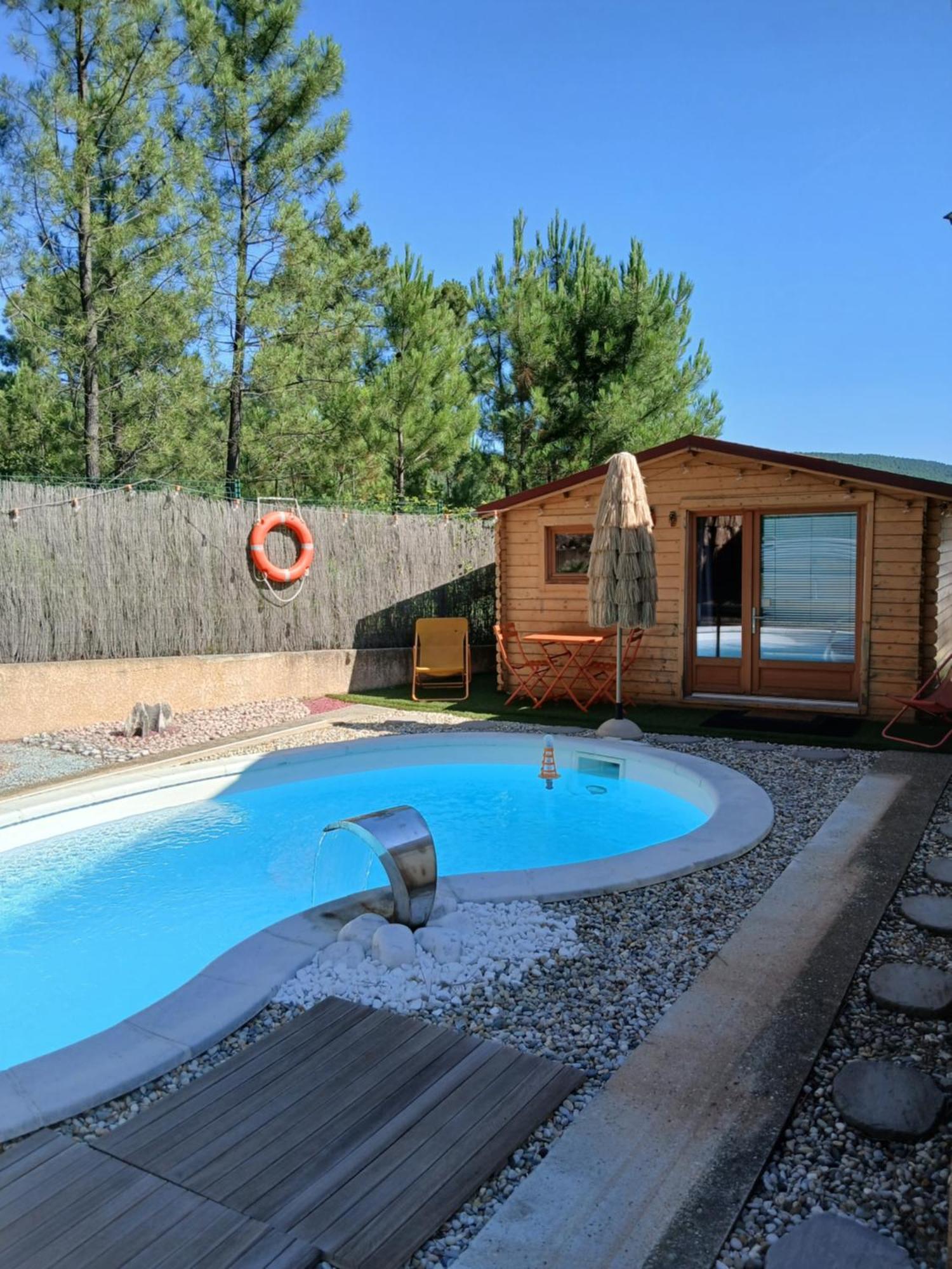 Chalet Charmant Avec Piscine Mercuer Exterior photo